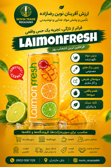 آب میوه گازدار Laimon Fresh